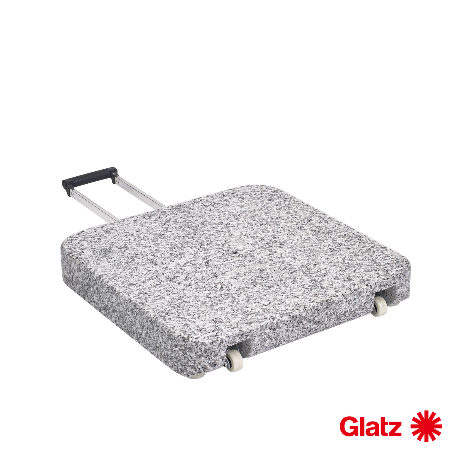 Glatz Granitsockel Z, 55 kg, 55x55x9 cm, Naturstein, mit Rollen und ausziehbarem Handgriff