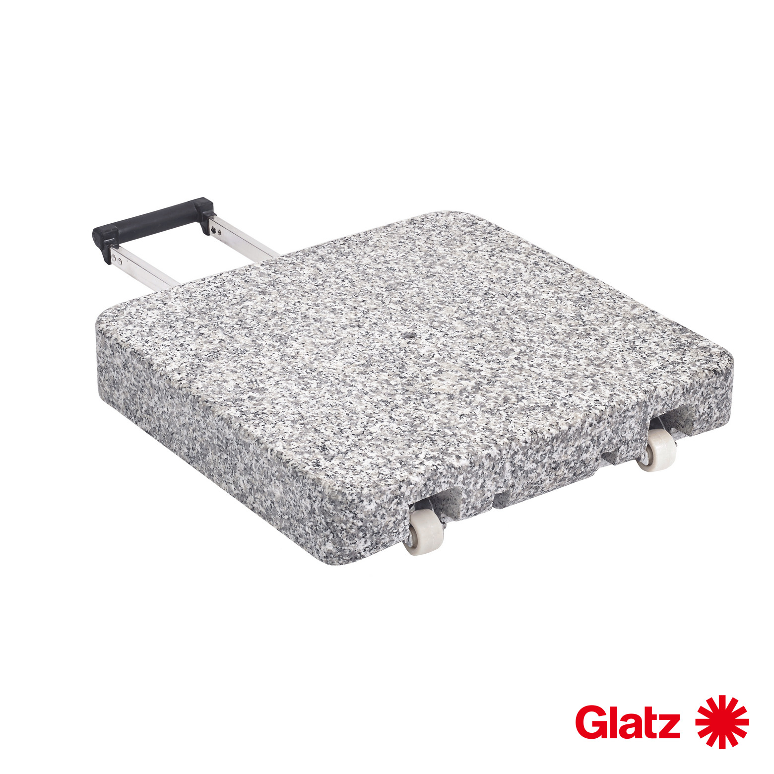 Glatz Granitsockel Z, 40 kg, 45x45x8 cm, Naturstein, mit Rollen und ausziehbarem Handgriff